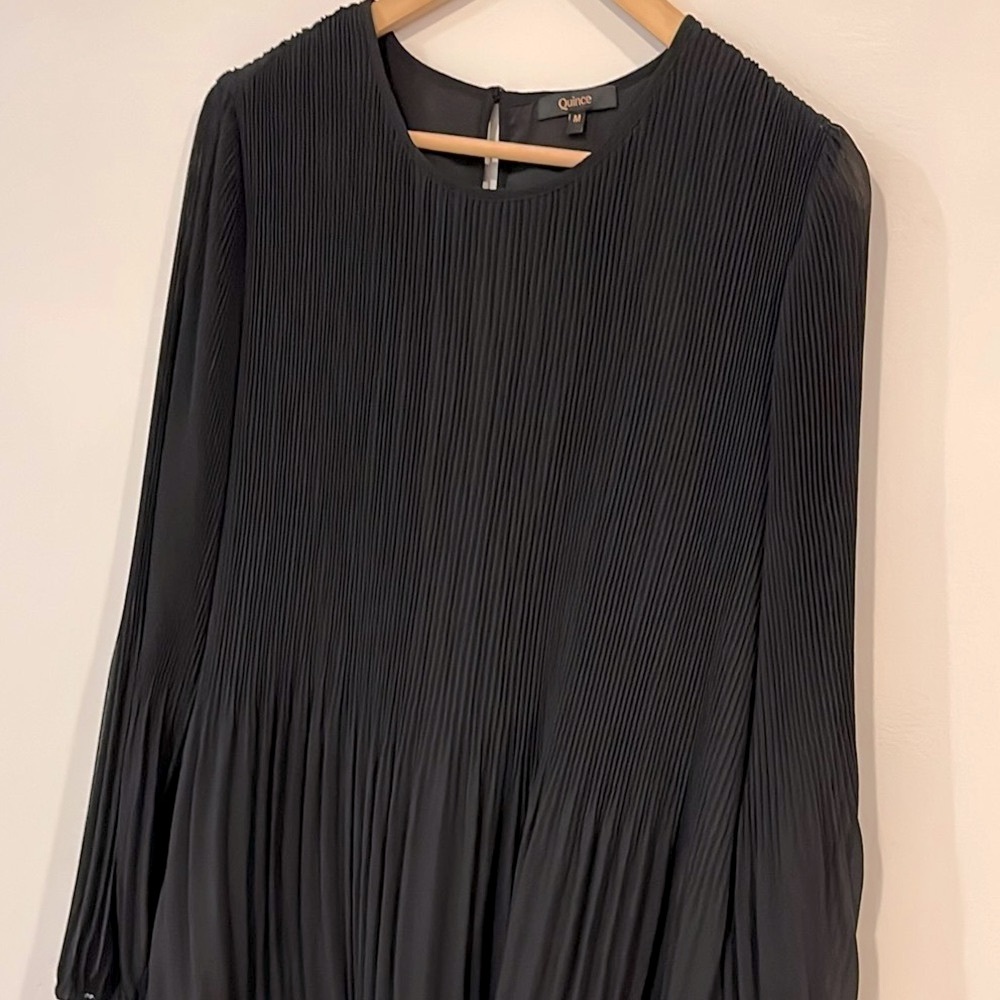 Quince Black Chiffon Midi Dress